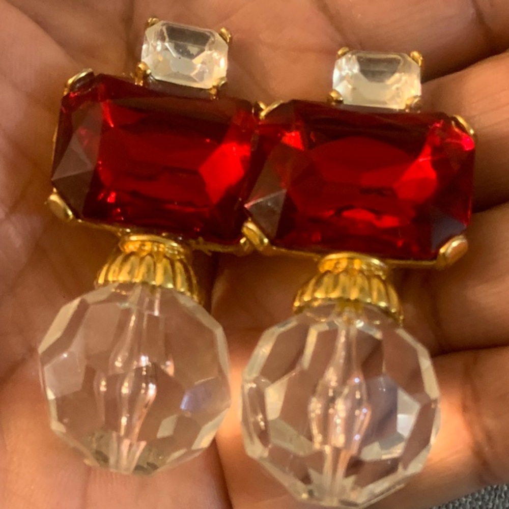 Luxurious Red and Gold Statement Earrings